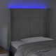 vidaXL Προκεφαλάρι Κρεβατιού με LED, ανοιχτό γκρι, 103x16x118/128 cm, βελούδο