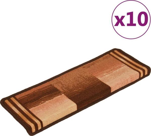 vidaXL Αυτοκόλλητες Ταινίες για Σκάλες, Αντιολισθητικά Προστατευτικά Σκαλοπατιών, 65x25 cm, 10 Τεμάχια, Καφέ