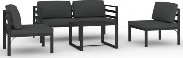 vidaXL 5-cz. zestaw mebli ogrodowych, poduszki, aluminium, antracyt