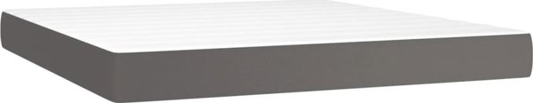 vidaXL Lozko kontynentalne z materacem, szare, ekoskora 180x200 cm