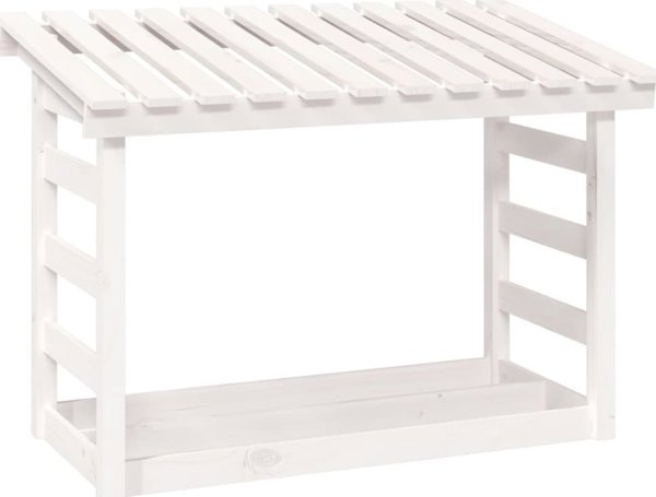 vidaXL Σταντ για Ξύλα Καυσόξυλα, Λευκό, 108x64,5x78 cm, Πεύκο