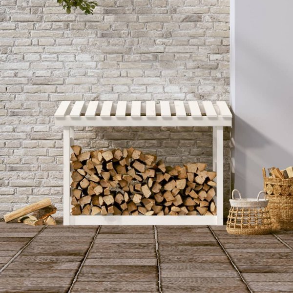vidaXL Σταντ για Ξύλα Καυσόξυλα, Λευκό, 108x64,5x78 cm, Πεύκο