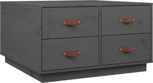 vidaXL Stolik kawowy, szary, 80x80x45 cm, lite drewno sosnowe