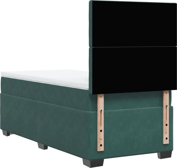 vidaXL Κρεβάτι Κοντινεντάλ με Στρώμα, Πράσινο, Βελούδο, 80x200 εκ.