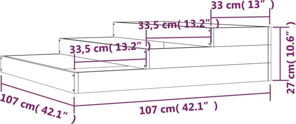 vidaXL Donica, 107x107x27 cm, lite drewno sosnowe