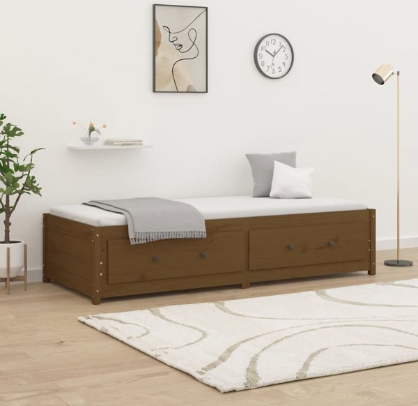 vidaXL Ντιβάνι κρεβάτι, καφέ μέλι, 90x200 cm, μασίφ ξύλο πεύκου