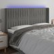 vidaXL Κεφαλάρι για κρεβάτι με φωτισμό LED, ανοιχτό γκρι, 163x16x118/128 cm, βελούδο