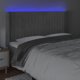 vidaXL Κεφαλάρι για κρεβάτι με φωτισμό LED, ανοιχτό γκρι, 163x16x118/128 cm, βελούδο