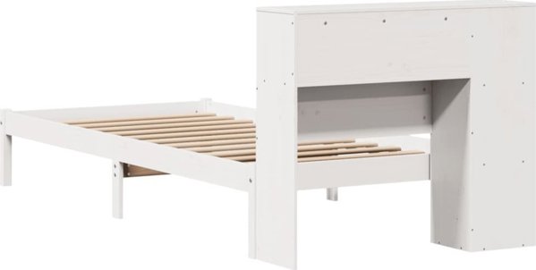 vidaXL Κρεβάτι με ράφι, χωρίς στρώμα, λευκό, 75x190 εκ, πεύκο