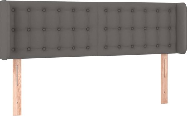vidaXL Κεφαλάρι κρεβατιού με LED, γκρι, 147x16x78/88 εκ., δερματίνη