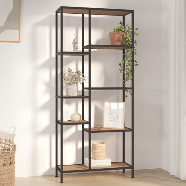 vidaXL Ραφιέρα βιβλίων, 80x30x180 εκ., ατσάλι και μοριοσανίδα
