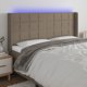 vidaXL Προσκέφαλο κρεβατιού με LED, taupe, 203x16x118/128 cm, υφασμάτινη επένδυση