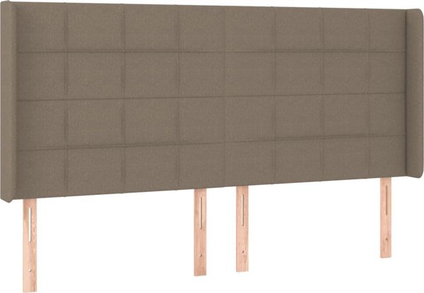 vidaXL Προσκέφαλο κρεβατιού με LED, taupe, 203x16x118/128 cm, υφασμάτινη επένδυση