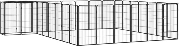 vidaXL vidaXL Kojec dla psa, 30 paneli, czarny, 50x100 cm, stal