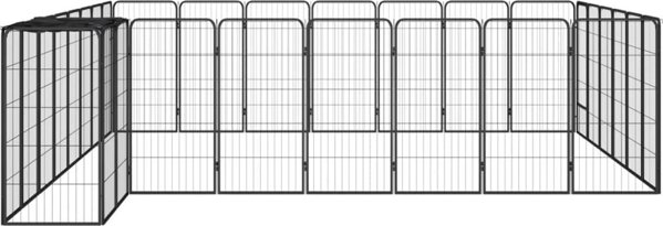 vidaXL vidaXL Kojec dla psa, 30 paneli, czarny, 50x100 cm, stal