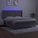 vidaXL Κρεβάτι κοντινενταλε με στρώμα και LED, γκρι βελούδο, 180x200 cm