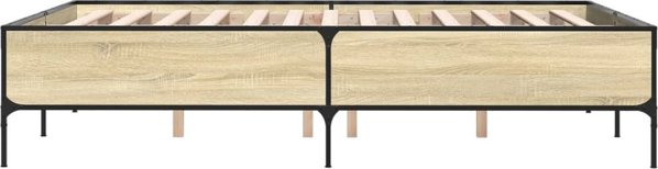 vidaXL Rama κρεβατιού, δρυς σονόμα, 135x190 εκ., ξυλοπαρασκεύασμα