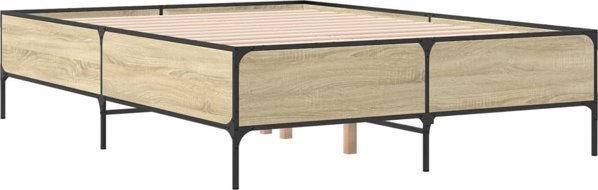 vidaXL Rama κρεβατιού, δρυς σονόμα, 135x190 εκ., ξυλοπαρασκεύασμα