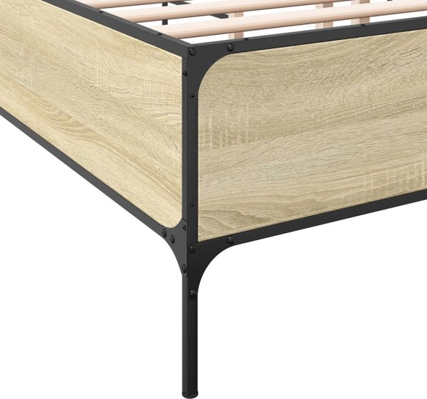 vidaXL Rama κρεβατιού, δρυς σονόμα, 135x190 εκ., ξυλοπαρασκεύασμα