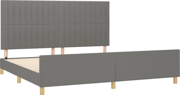 vidaXL Rama κρεβατιού με κεφαλάρι, σκούρο γκρι, 200x200 cm, επενδυμένη με ύφασμα