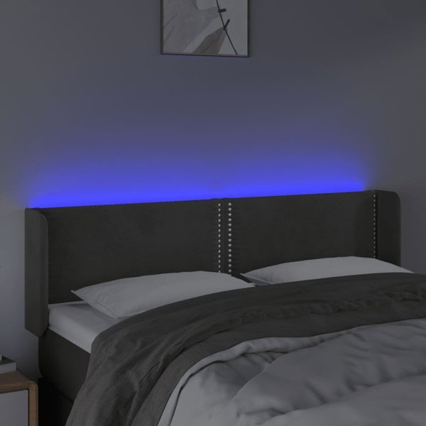 vidaXL Zaglowek do lotka me to LED, ciemnoszary, 147x16x78/88 cm, aksamit