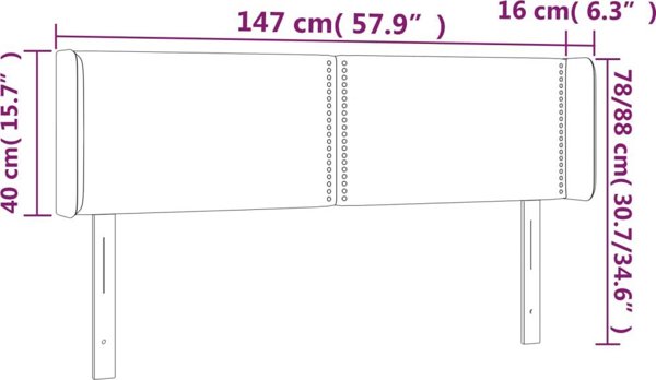 vidaXL Zaglowek do lotka me to LED, ciemnoszary, 147x16x78/88 cm, aksamit