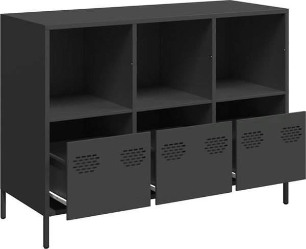 vidaXL Szafka, czarna, 101,5x39x73,5 cm, stal walcowana na zimno
