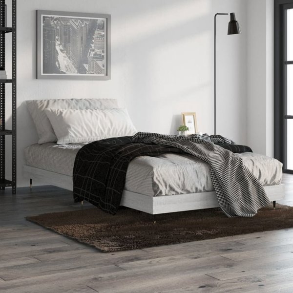 vidaXL Rama lozka, szary dab sonoma, 90x190cm, material drewnopochodny