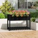 vidaXL Donica z polka, czarna, 111,5x54x81 cm, lite drewno sosnowe