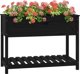 vidaXL Donica z polka, czarna, 111,5x54x81 cm, lite drewno sosnowe