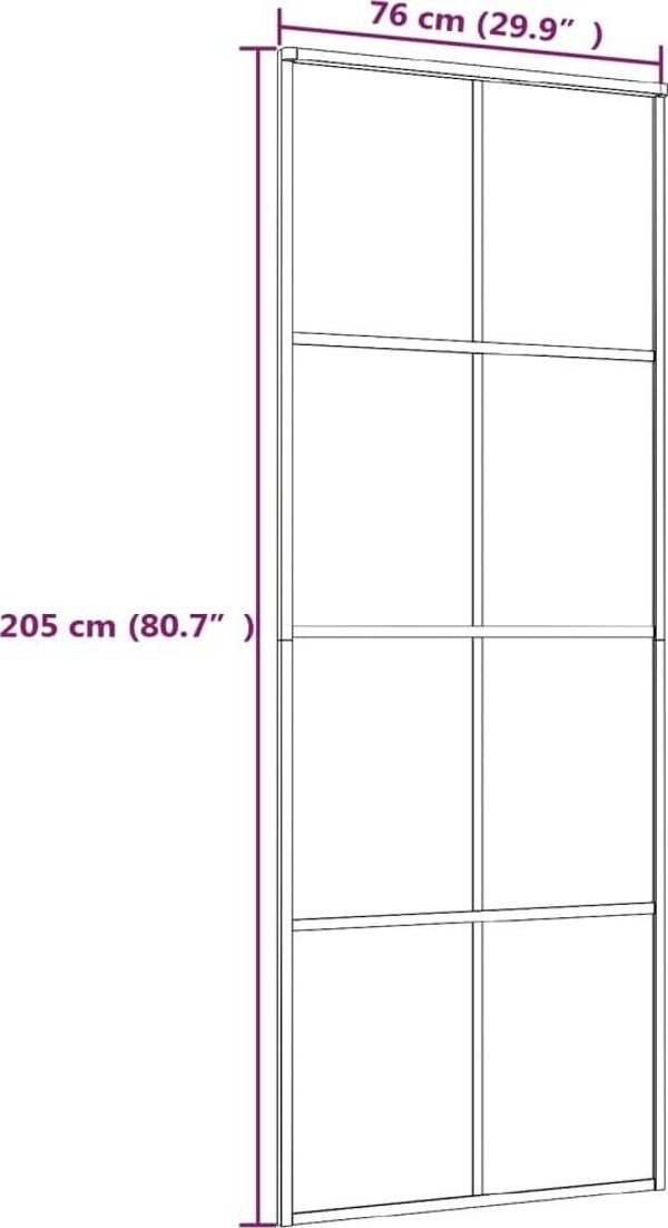 vidaXL Συρόμενη πόρτα, μαύρη, 76x205 εκ, γυαλί ESG και αλουμίνιο