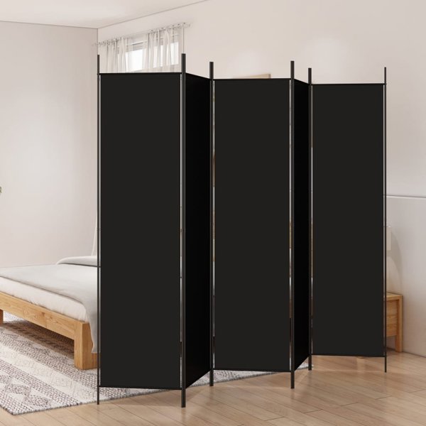 vidaXL vidaXL Parawan 5-panelowy, czarny, 250x200 cm, tkanina