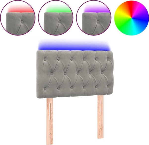 vidaXL Κεφαλάρι κρεβατιού με LED, ανοιχτό γκρι, 80x7x78/88 cm, βελούδο