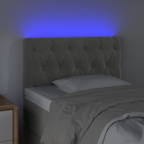 vidaXL Κεφαλάρι κρεβατιού με LED, ανοιχτό γκρι, 80x7x78/88 cm, βελούδο