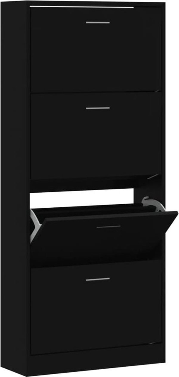 vidaXL Ντουλάπι παπουτσιών, μαύρο, 63x24x147 εκ., από σύνθετο ξύλο