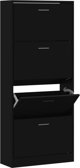 vidaXL Ντουλάπι παπουτσιών, μαύρο, 63x24x147 εκ., από σύνθετο ξύλο