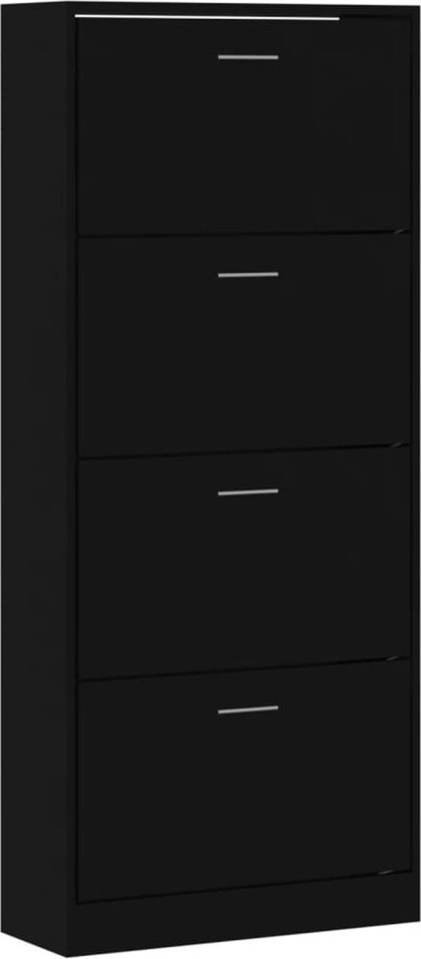vidaXL Ντουλάπι παπουτσιών, μαύρο, 63x24x147 εκ., από σύνθετο ξύλο