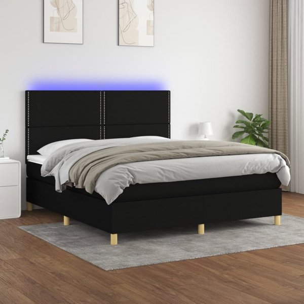 vidaXL Κοντινεντάλ κρεβάτι με στρώμα, μαύρο, 160x200 εκ, ύφασμα