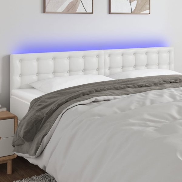 vidaXL Κεφαλάρι Κρεβατιού με LED, Λευκό, 180x5x78/88 cm, Συνθετικό Δέρμα