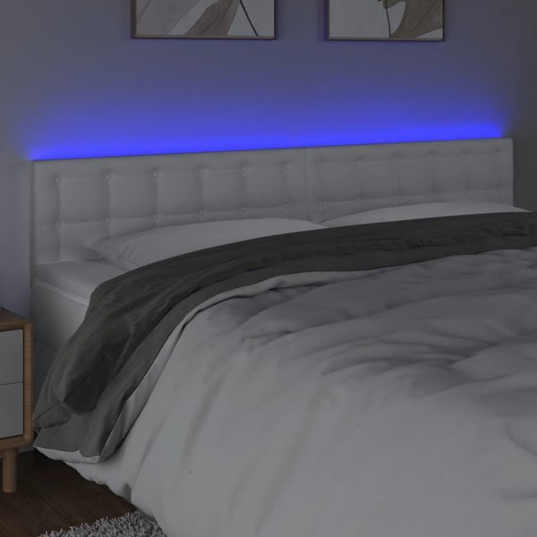 vidaXL Κεφαλάρι Κρεβατιού με LED, Λευκό, 180x5x78/88 cm, Συνθετικό Δέρμα