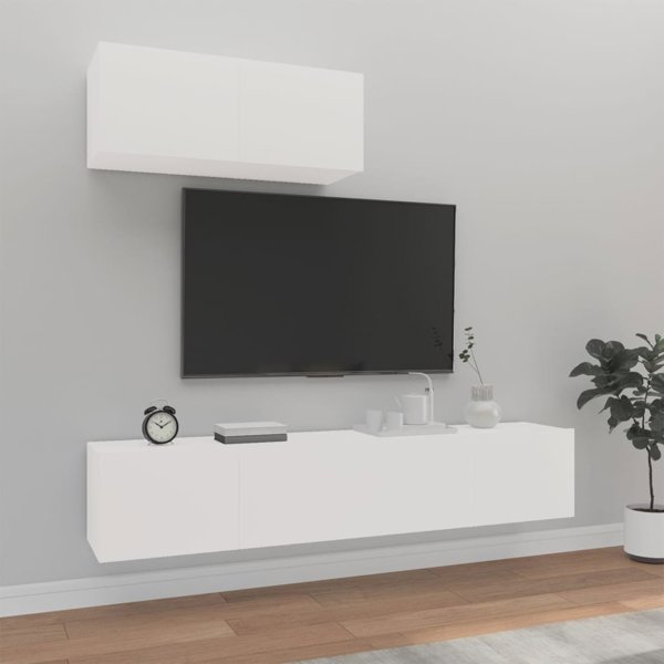 vidaXL Σετ 3 ντουλαπιών TV λευκό, από υλικό ξυλοποίητου