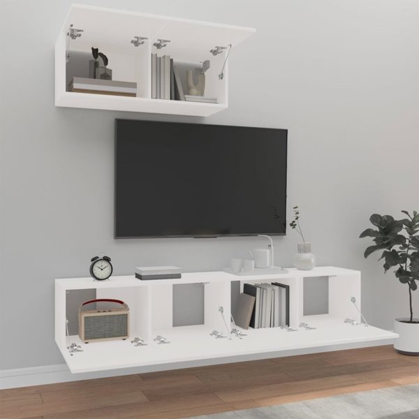 vidaXL Σετ 3 ντουλαπιών TV λευκό, από υλικό ξυλοποίητου