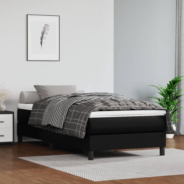 vidaXL Ελαστικό στρώμα με θήκες, μαύρο, 100x200x20 cm, τεχνητό δέρμα