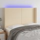 vidaXL Κεφαλάρι για κρεβάτι με LED, κρεμ, 147x16x118/128 cm, ύφασμα