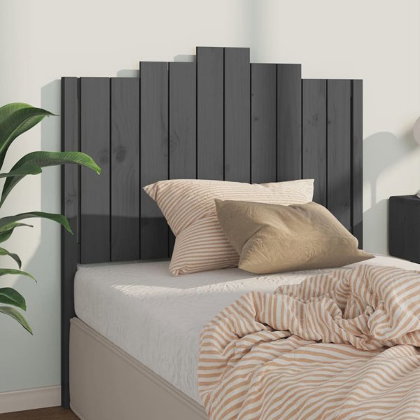 vidaXL Κεφαλάρι κρεβατιού, γκρι, 106x4x110 cm, μασίφ πεύκο