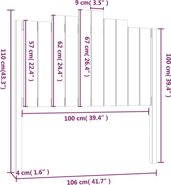 vidaXL Κεφαλάρι κρεβατιού, γκρι, 106x4x110 cm, μασίφ πεύκο