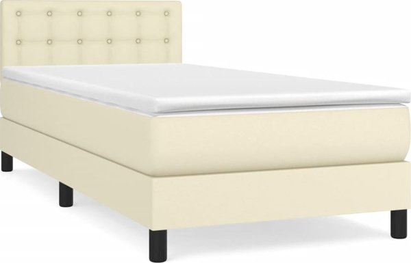vidaXL Λουτζκο κόντινενταλ με στρώμα 100x200cm, κρεμ οικοδερμα