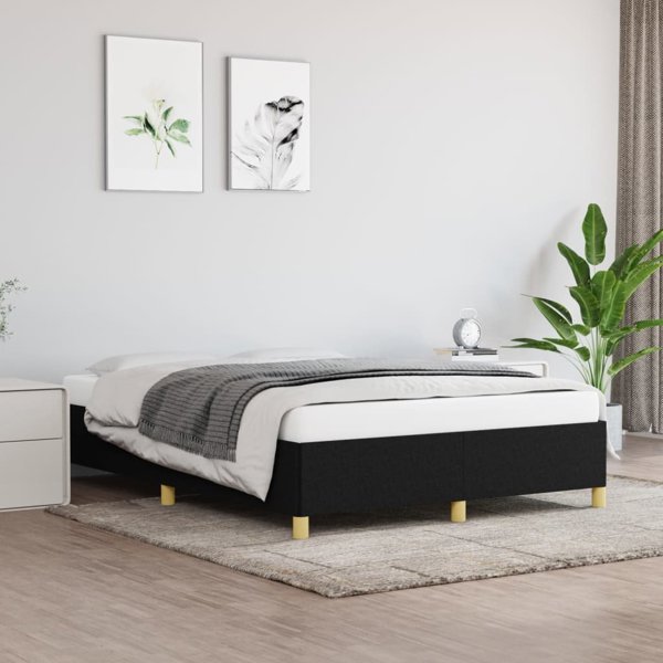 vidaXL Ράμα κρεβατιού, μαύρη, 140 x 200 cm, με επένδυση υφάσματος