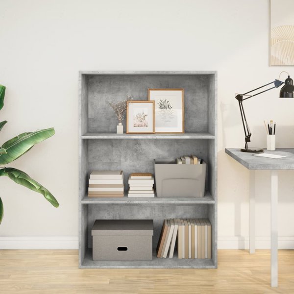 vidaXL βιβλιοθήκη γκρι σκυρόδεμα 80x30x114 εκ.