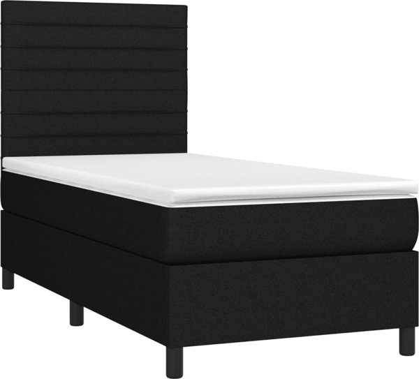 vidaXL Κρεβάτι Continental με στρώμα, μαύρο ύφασμα, 100x200 εκ.